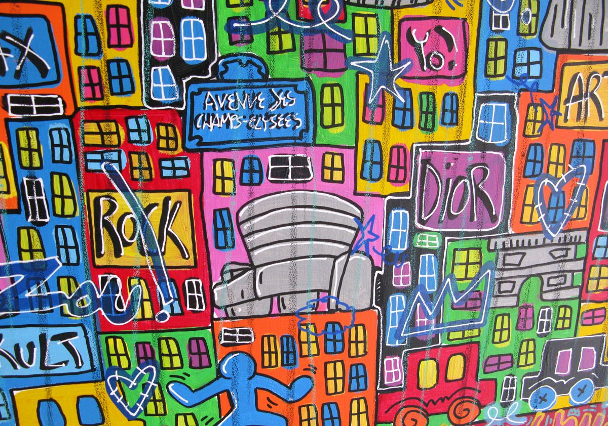 Tableau de RICO SAB a pour titre  So Cute All Over The World style street pop art, street art dim : RICO SABprix:950
