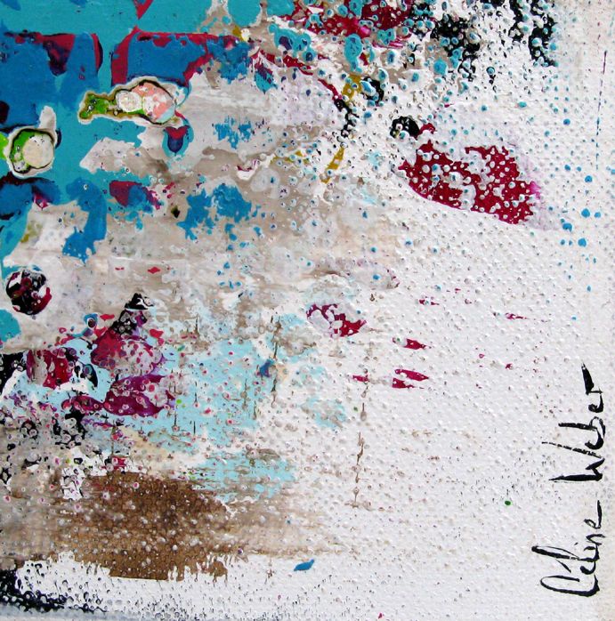 Tableau de CELINE WEBER a pour titre  Stone Aigue-Marine 2 style abstrait dim : CELINE WEBERprix:200