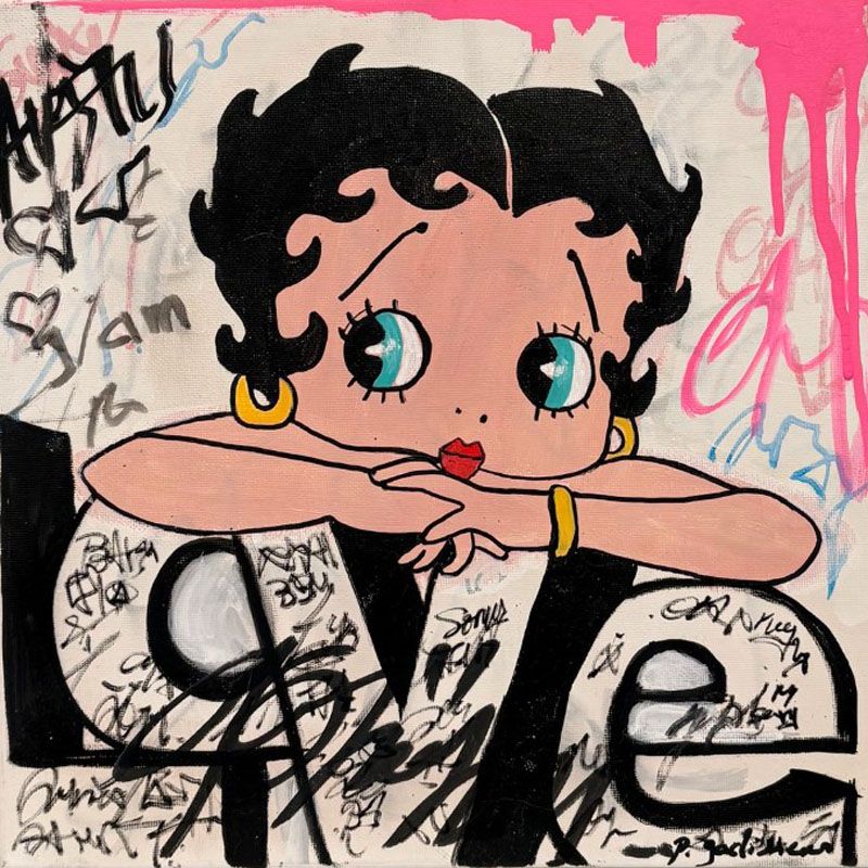 Tableau de PATRICIA GADISSEUR a pour titre  Love Betty style street pop art, graffiti dim : PATRICIA GADISSEURprix:190