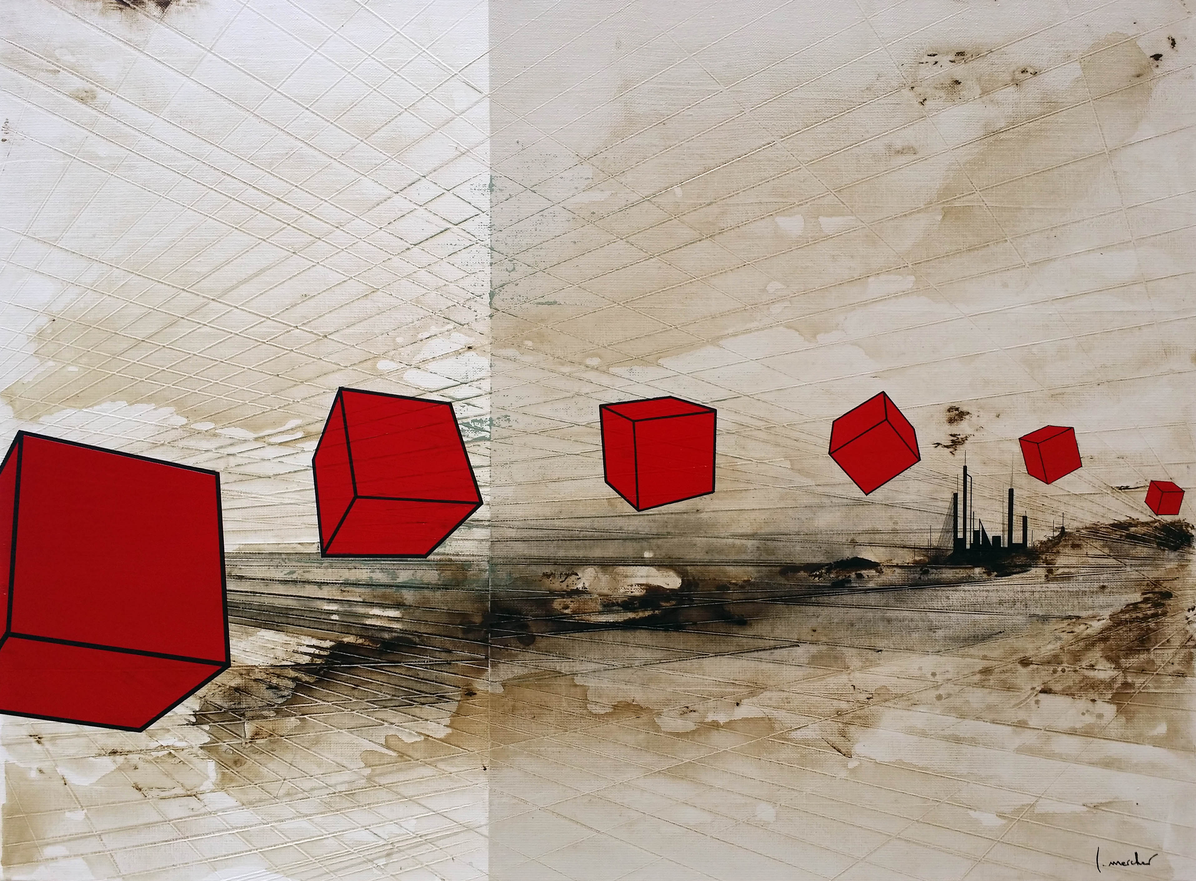 Tableau de LUDOVIC MERCHER a pour titre  AWAY style abstrait dim : LUDOVIC MERCHERprix:450