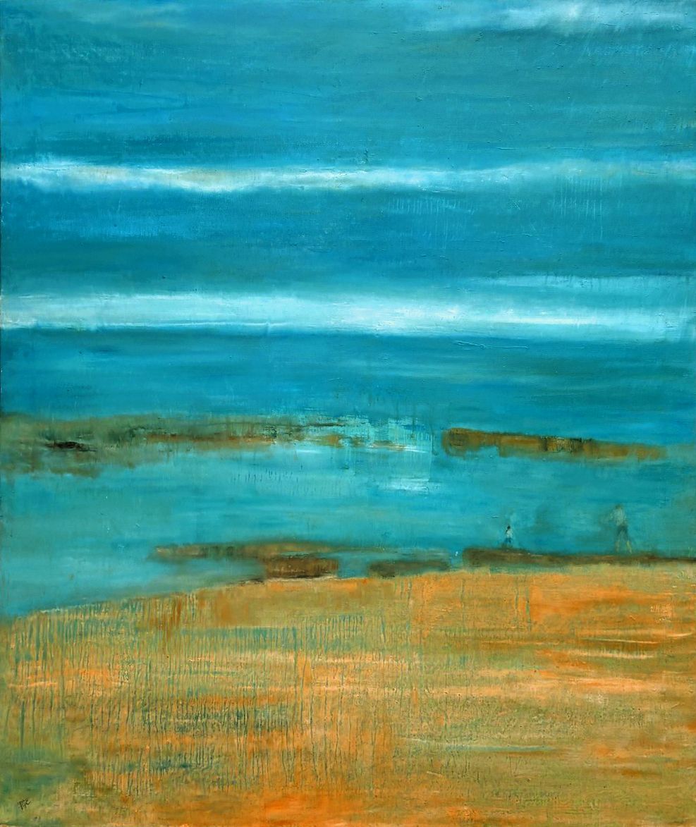 Tableau de PASCALE JACQUEMOND a pour titre  Océan style abstrait dim : PASCALE JACQUEMONDprix:1600