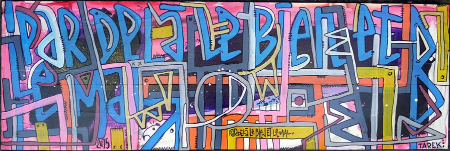Tableau de TAREK a pour titre  ÉCRITURE GÉOMÉTRIQUE style street pop art dim : TAREKprix:300