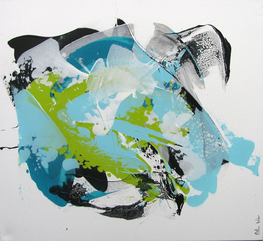 Tableau de CELINE WEBER a pour titre  MOJITO 1 style abstrait dim : CELINE WEBERprix: