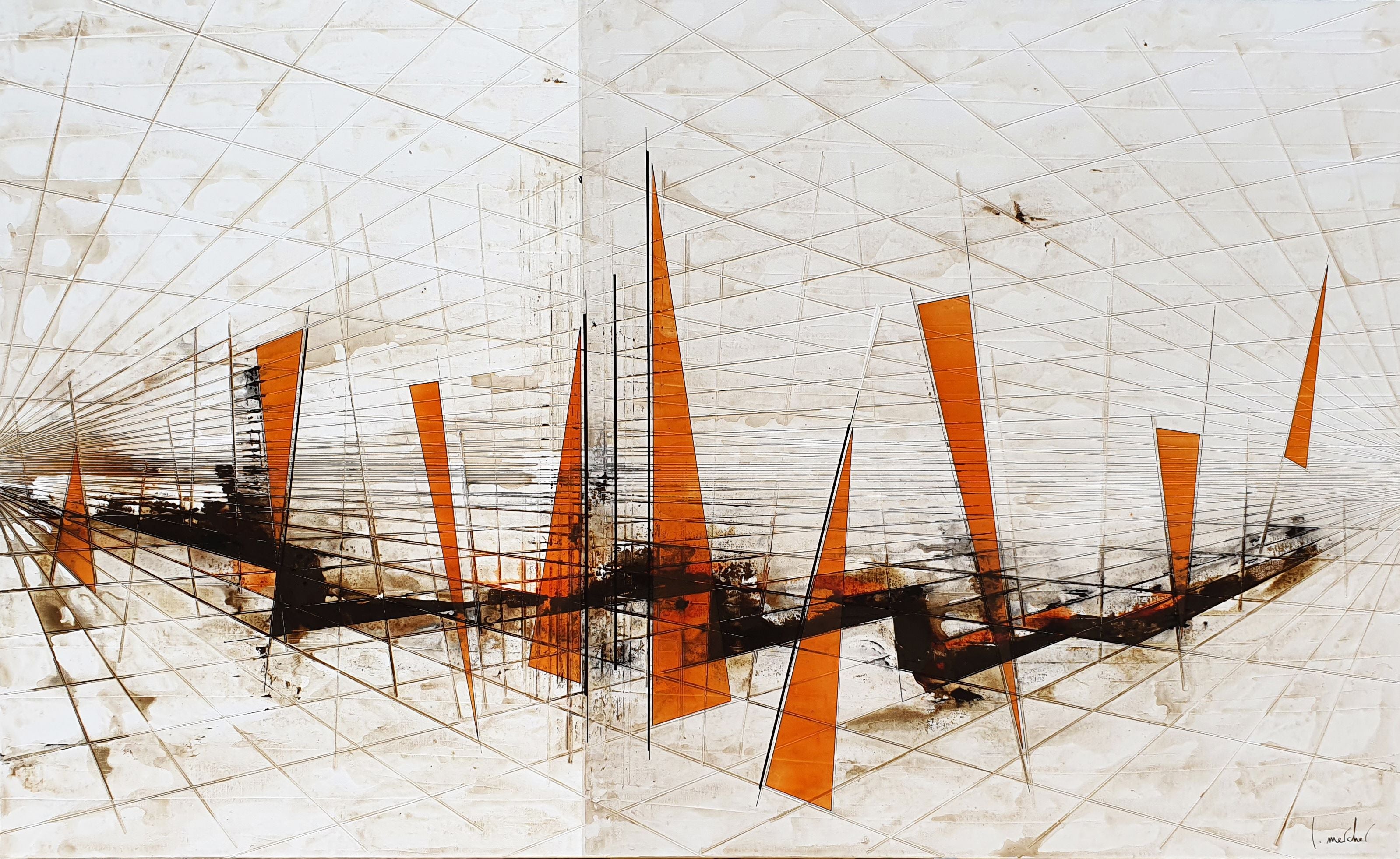 Tableau de LUDOVIC MERCHER a pour titre  UPSIDE DOWN style abstrait dim : LUDOVIC MERCHERprix:1500