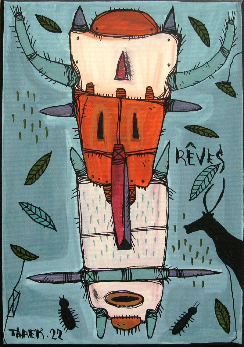 Tableau de TAREK a pour titre  Totem Bleu style street art dim : TAREKprix:200