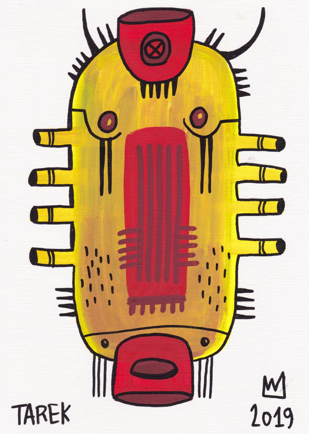 Dessin de TAREK a pour titre  MASK JAUNE style graphique dim : TAREKprix: