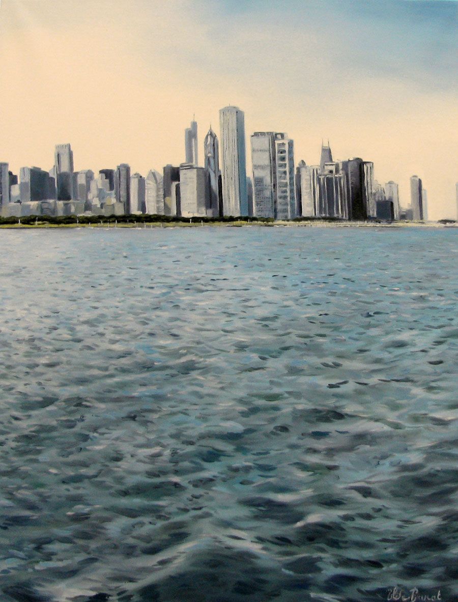 Tableau de ELISE BARAT a pour titre  SKYLINE style figuratif dim : ELISE BARATprix:650