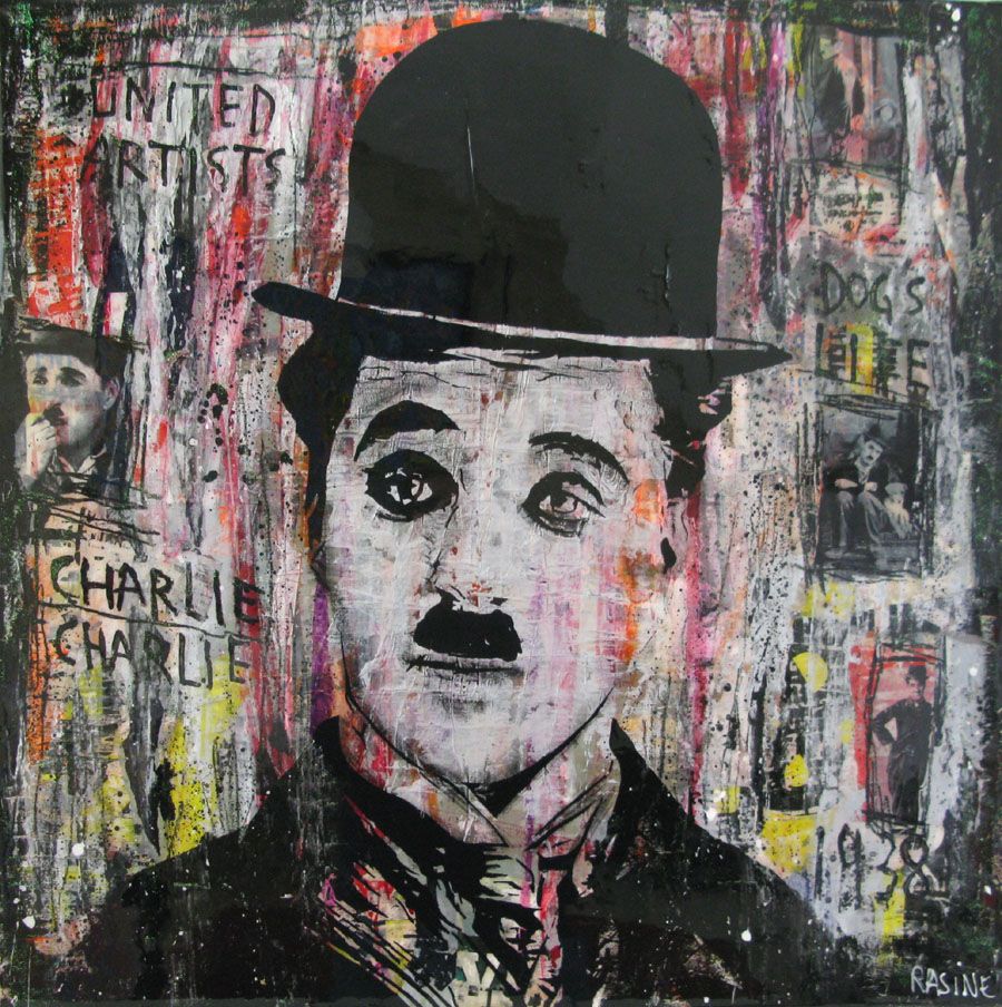 Tableau de THIERRY RASINE a pour titre  CHARLIE style street pop art, street art dim : THIERRY RASINEprix:800