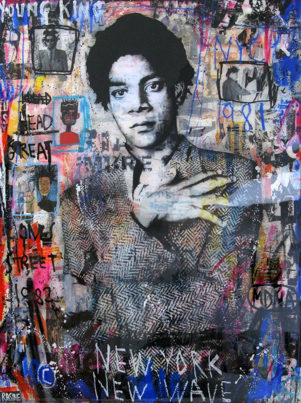 Tableau de THIERRY RASINE a pour titre  YOUNG KING style street pop art, street art dim : THIERRY RASINEprix:1200