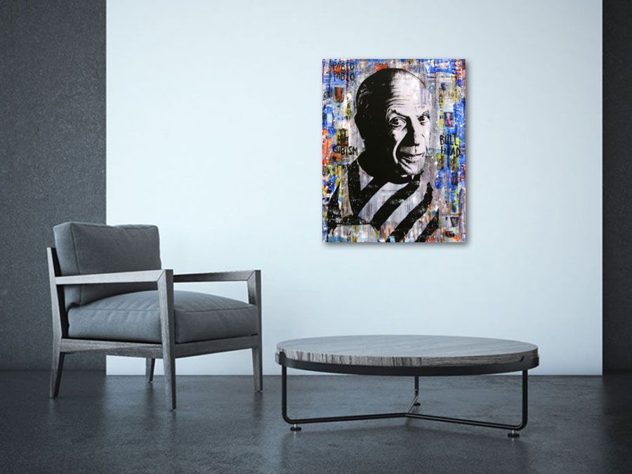 Tableau de THIERRY RASINE a pour titre  PABLO style street pop art, street art dim : THIERRY RASINEprix:800