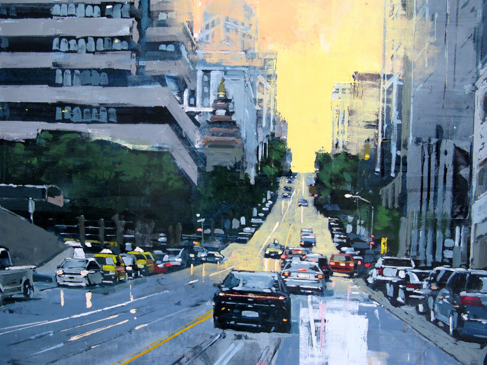 Tableau de ADRIEN FAVEAU a pour titre  CALIFORNIA STREET style figuratif, graphique dim : ADRIEN FAVEAUprix:2800