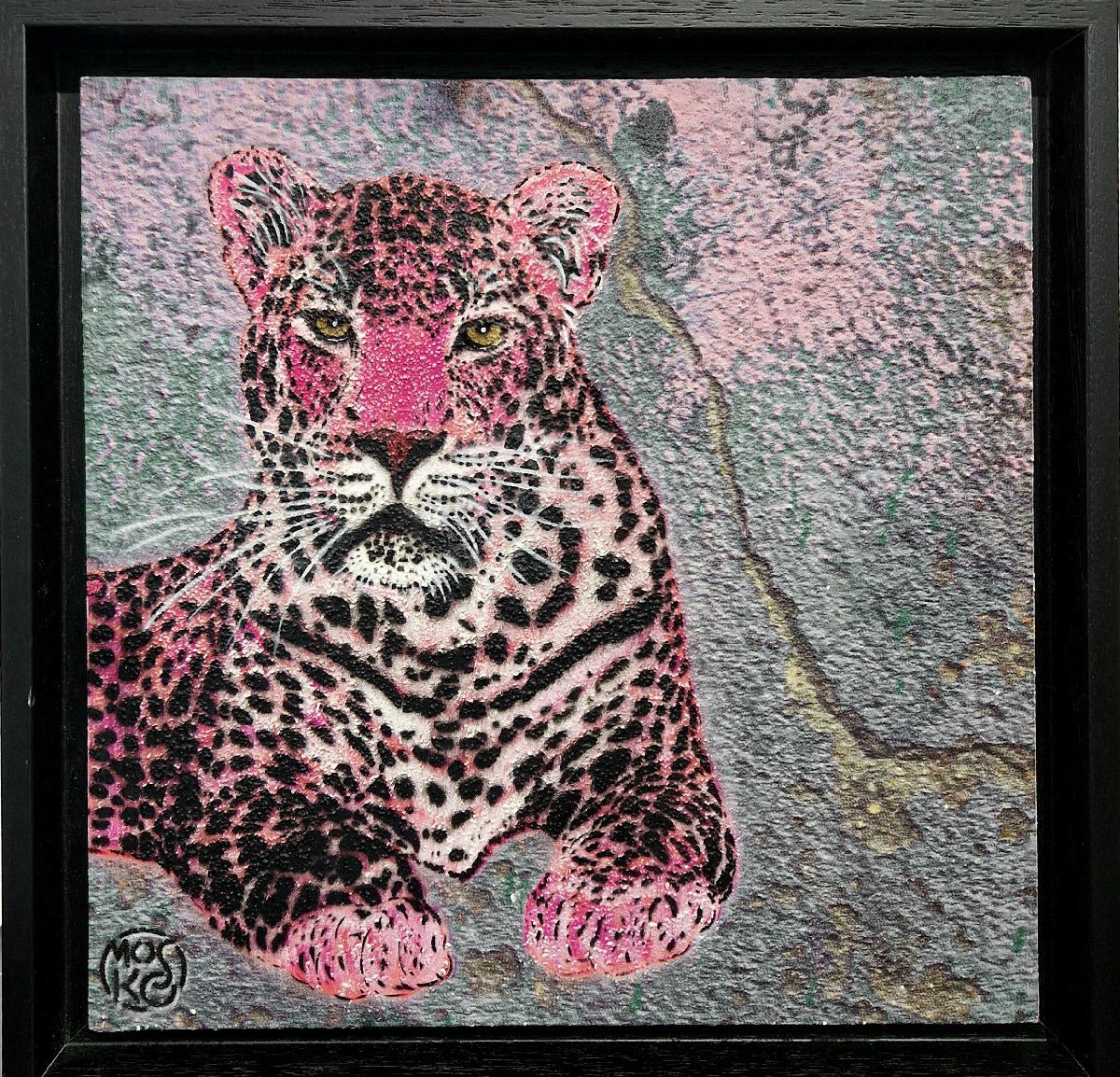 Tableau de MOSKO a pour titre  Félin rose style street art dim : MOSKOprix:720