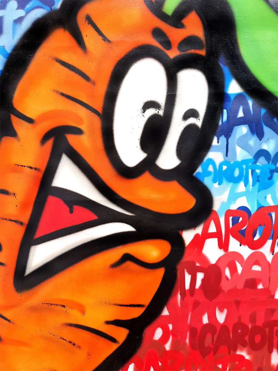 Tableau de Carotte a pour titre  Le gout de la Carotte dans t'as street style graffiti, street art dim : Carotteprix:690