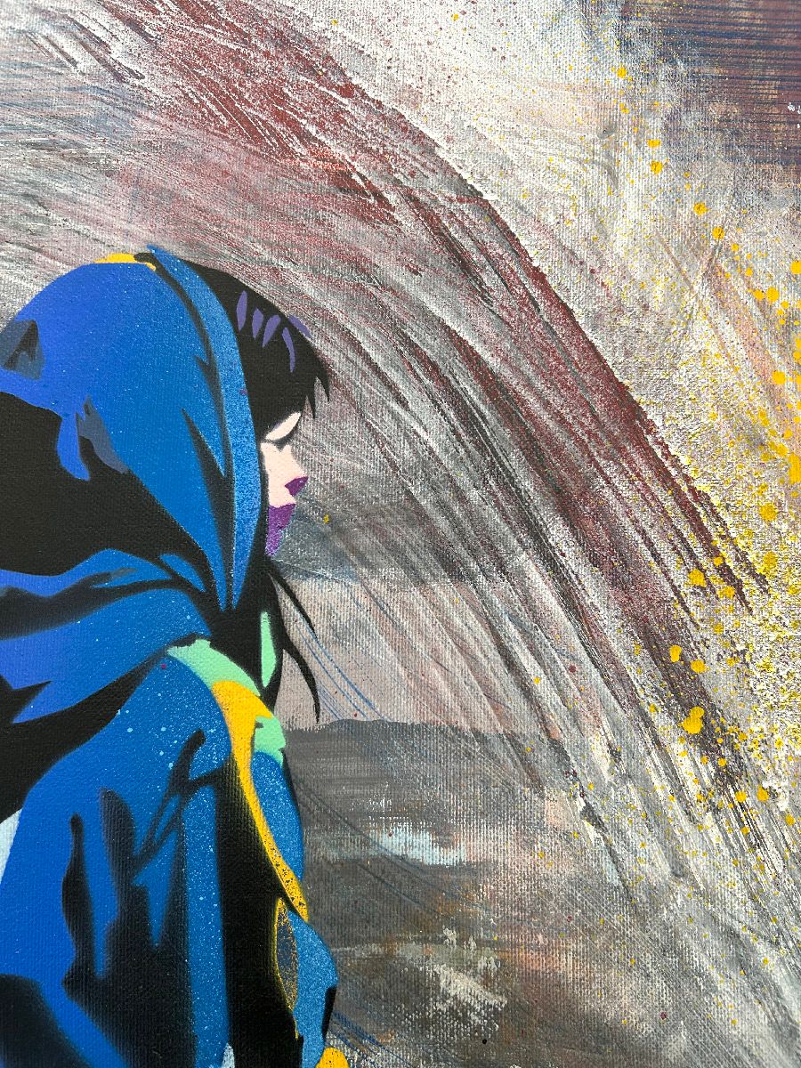 Tableau de Craig & Emer a pour titre  Sur le toit du monde style graffiti, street art dim : Craig & Emerprix:320