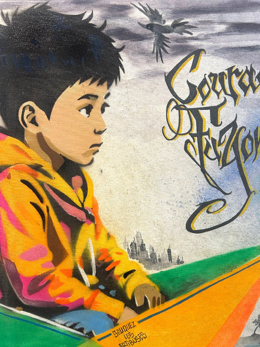 Tableau de Craig & Emer a pour titre  Courage fuyons style graffiti, street art dim : Craig & Emerprix:200
