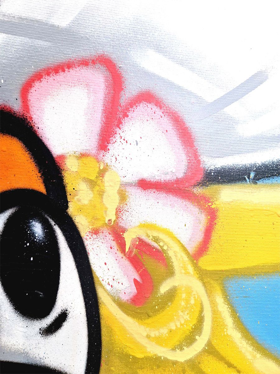 Tableau de Carotte a pour titre  Carotte Printanière style graffiti, street art dim : Carotteprix:900