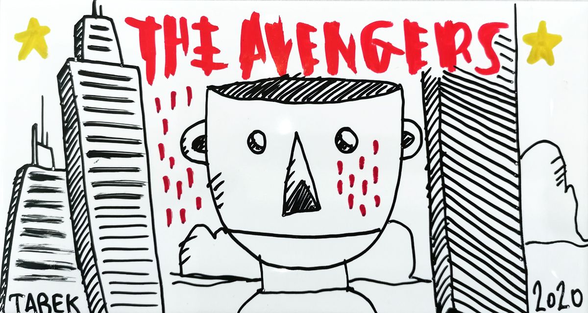 Sculpture de TAREK a pour titre  THE AVENGERS style graphique dim : TAREKprix:120