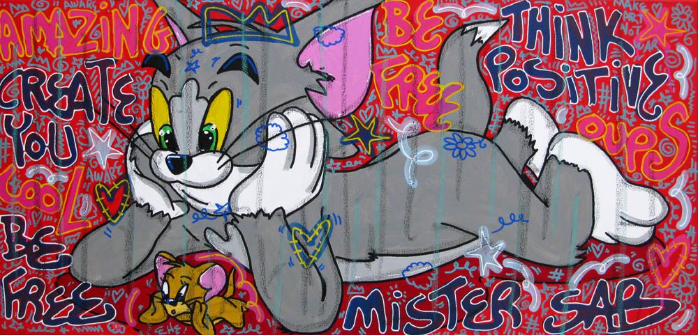 Tableau de RICO SAB a pour titre  Think positive style street pop art, street art dim : RICO SABprix:500