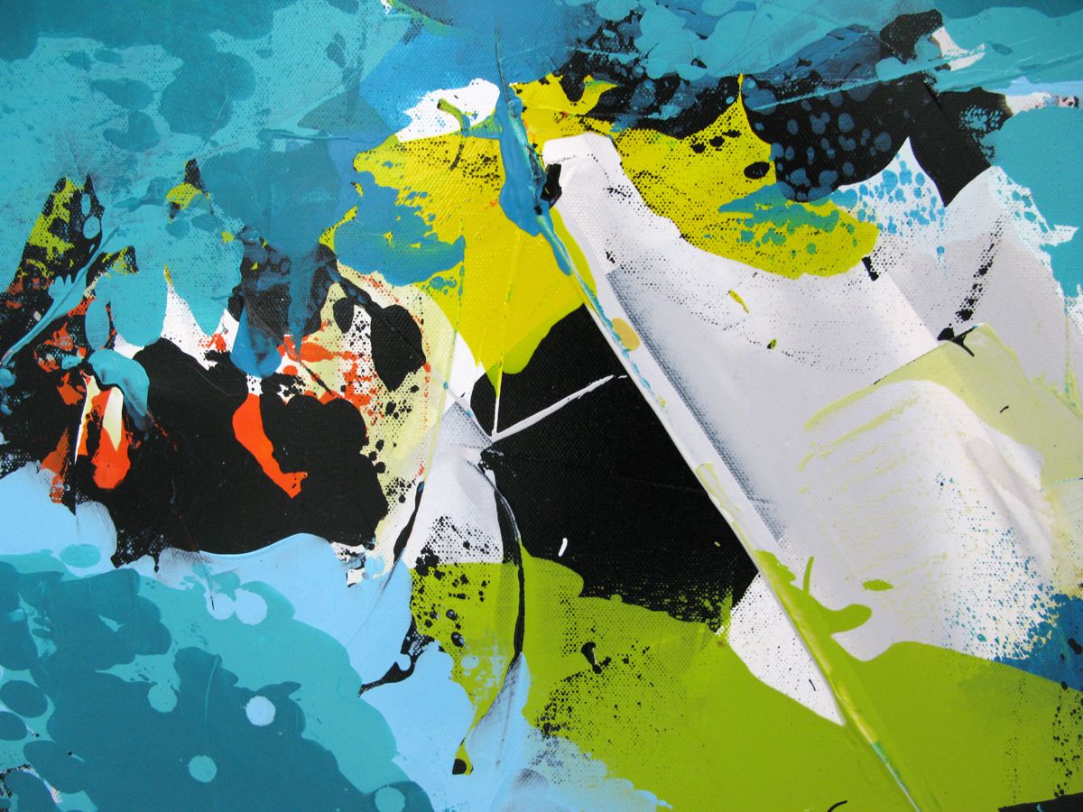 Tableau de CELINE WEBER a pour titre  Turquoise Boréale style abstrait dim : CELINE WEBERprix:650