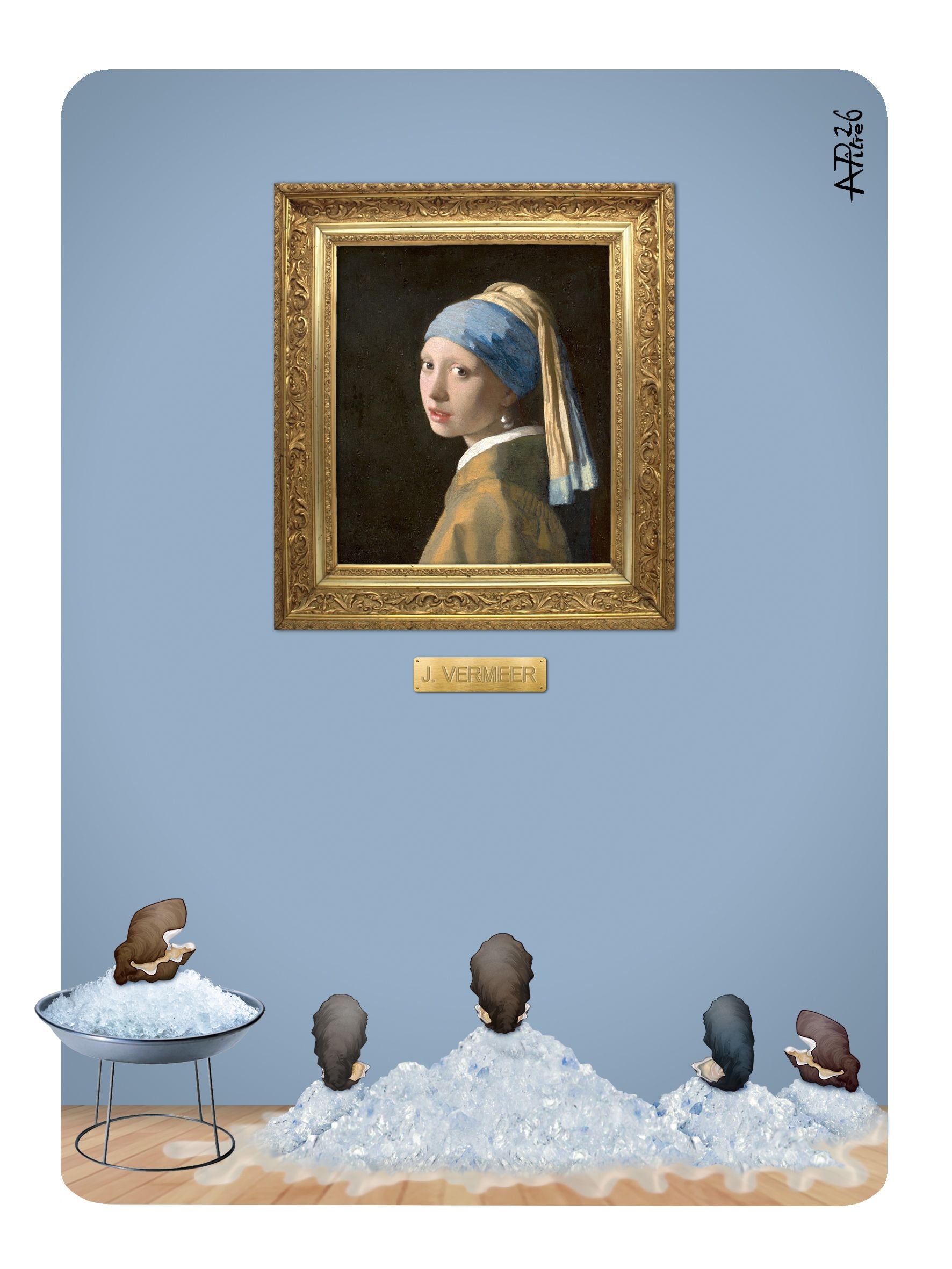 Editions d'art de L'ARTISTE PITRE a pour titre  VERMEER style figuratif, graphique dim : L'ARTISTE PITREprix:40