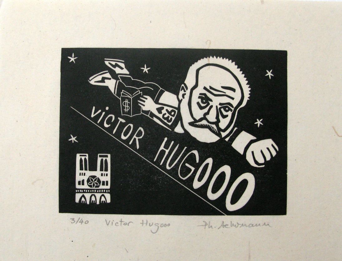 Editions d'art de PHILIPPE ACHERMANN a pour titre  Victor Hugoooo style figuratif, graphique dim : PHILIPPE ACHERMANNprix:40