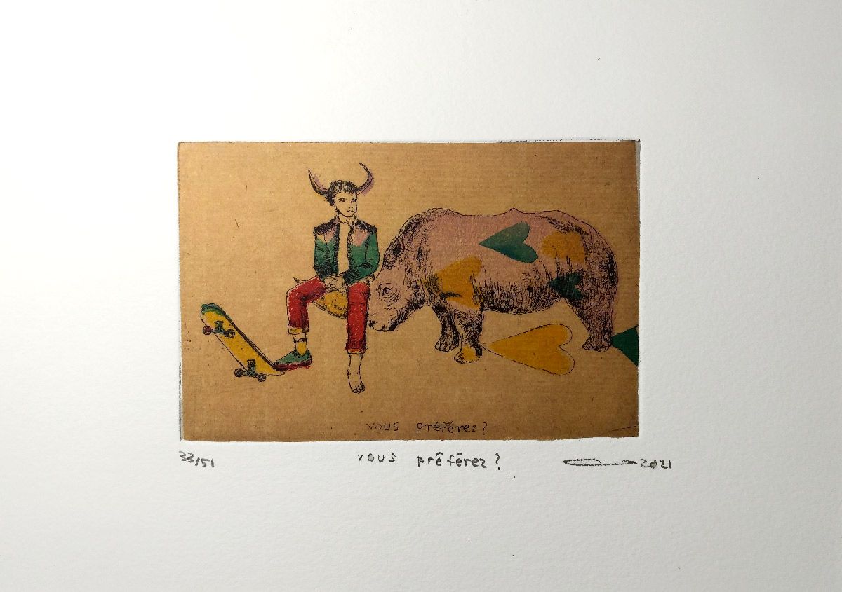 Editions d'art de ATSUKO ISHII a pour titre  Vous Préférez ? style figuratif dim : ATSUKO ISHIIprix:40