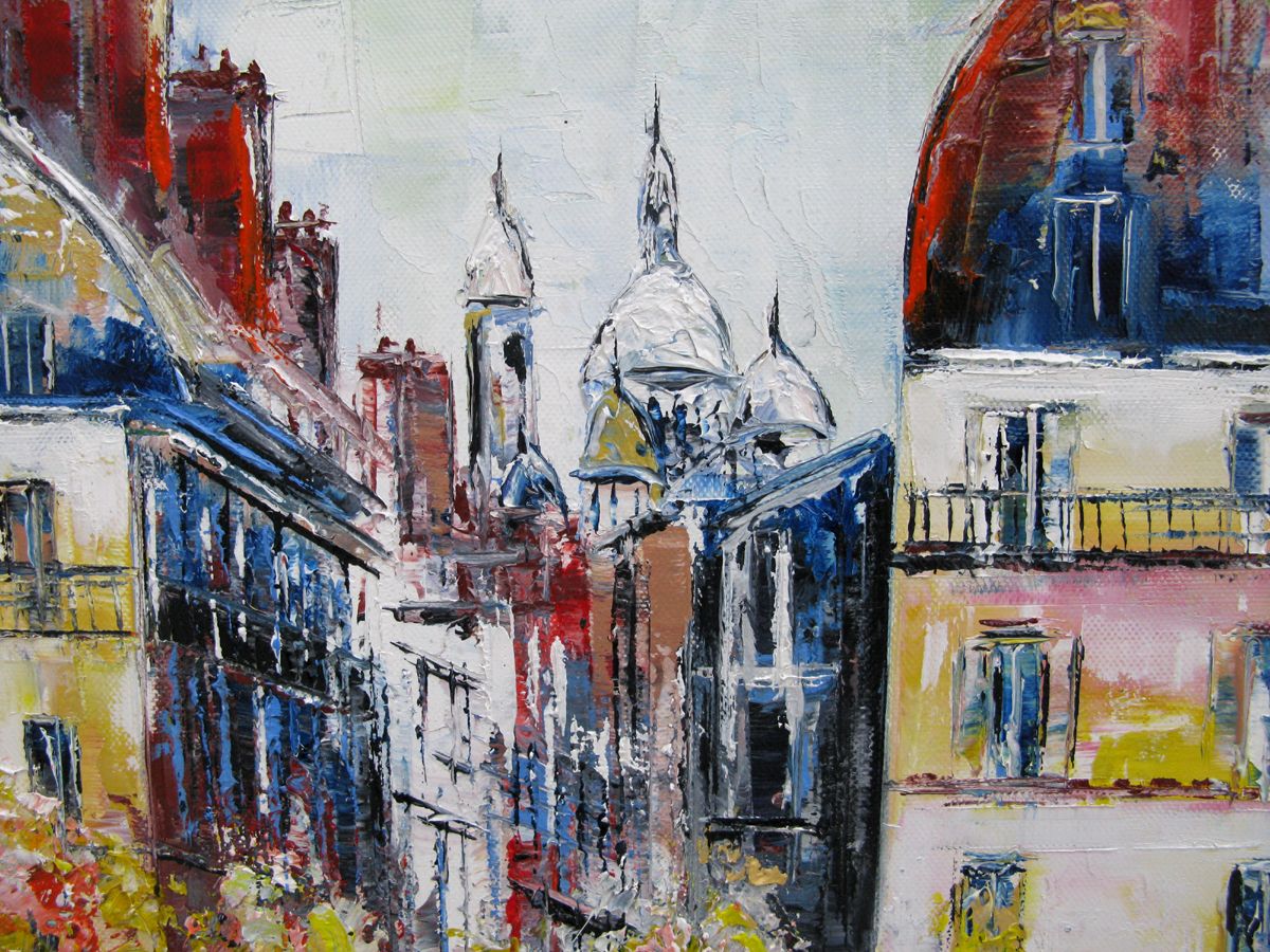 Tableau de PHIL a pour titre  Vue sur Montmartre, Paris style figuratif dim : PHILprix:300