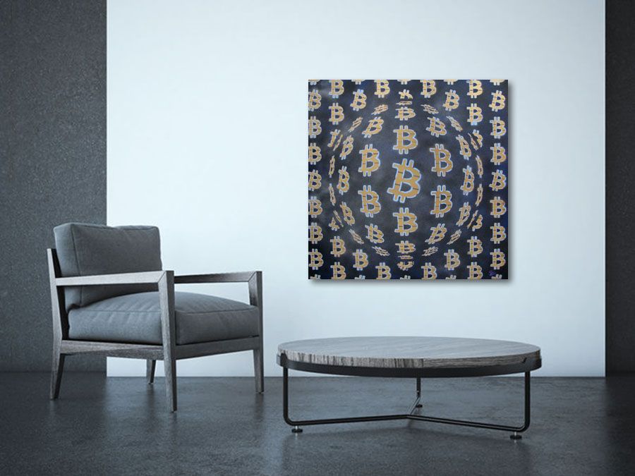 Tableau de YANN GUINCHAN a pour titre  DARK BLUE BIT style street art, graphique dim : YANN GUINCHANprix:600