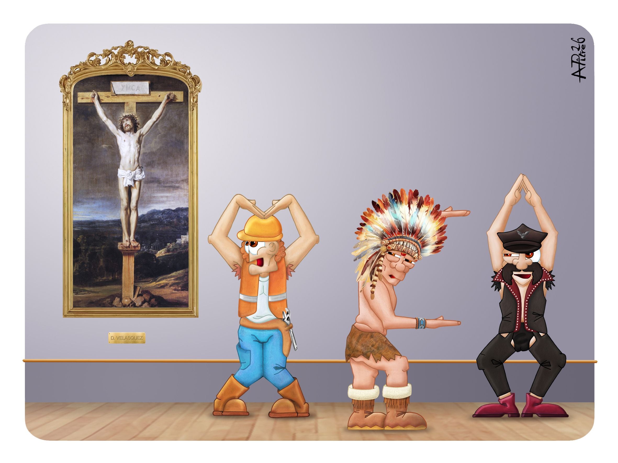 Editions d'art de L'ARTISTE PITRE a pour titre  YMCA style figuratif, graphique dim : L'ARTISTE PITREprix:40
