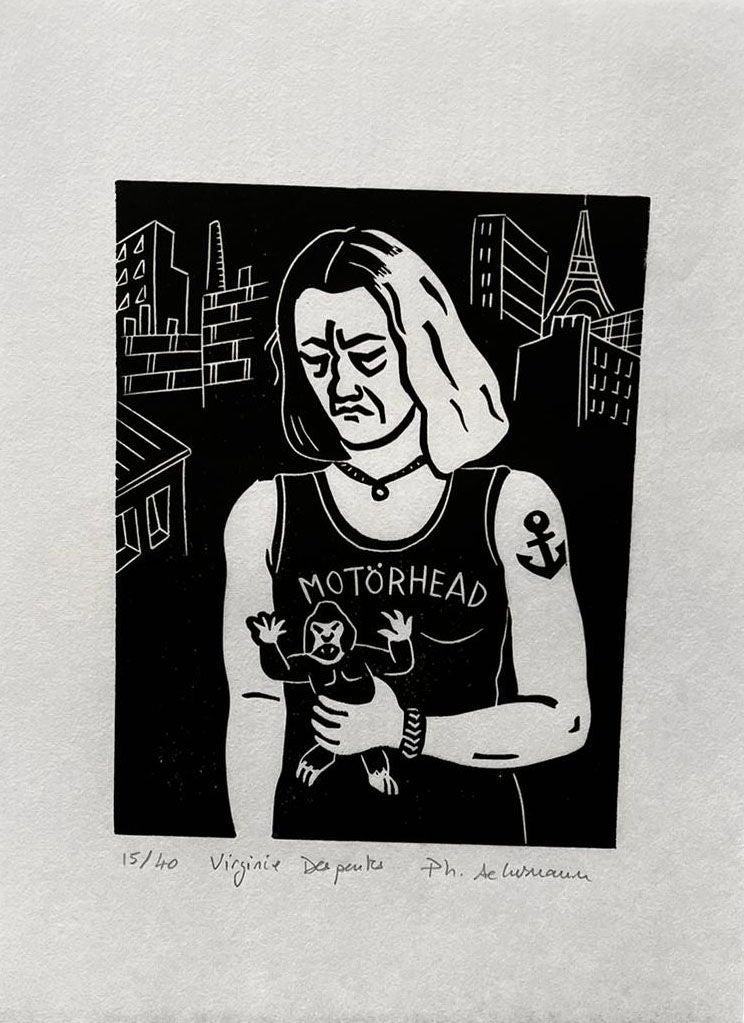 Editions d'art de PHILIPPE ACHERMANN a pour titre  Virginie Despentes style figuratif, graphique dim : PHILIPPE ACHERMANNprix:40