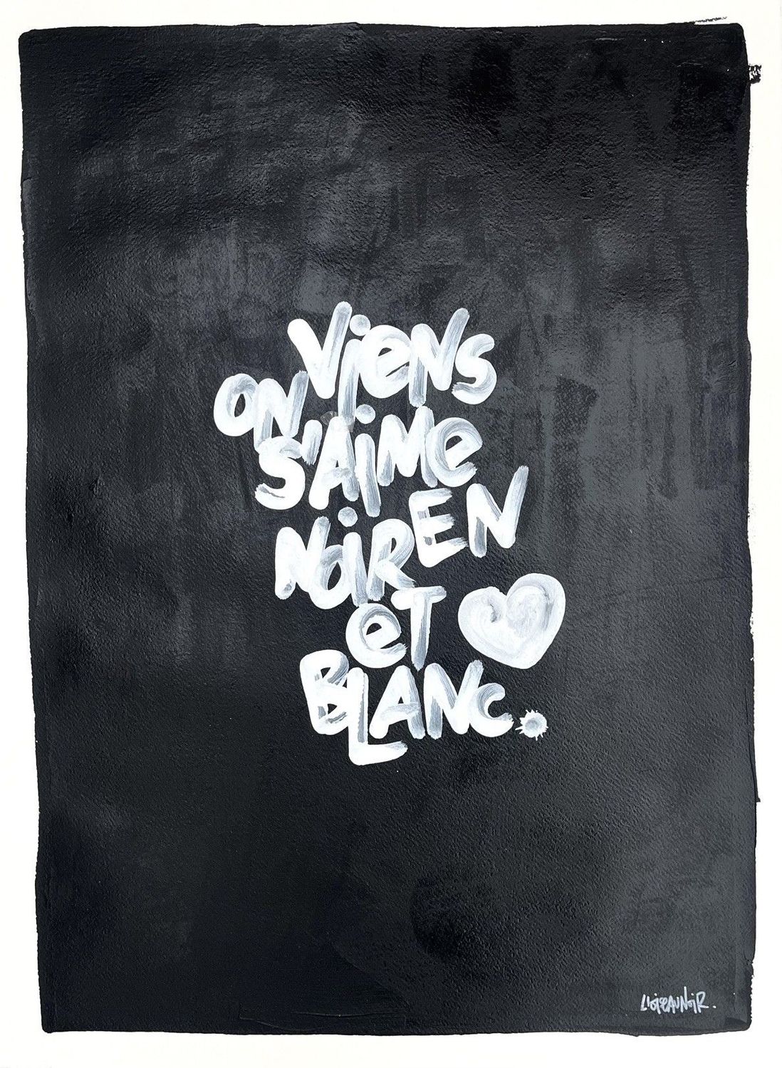 Dessin de L'OISEAU NOIR a pour titre  On s'aime en noir et blanc style graphique dim : L'OISEAU NOIRprix:450