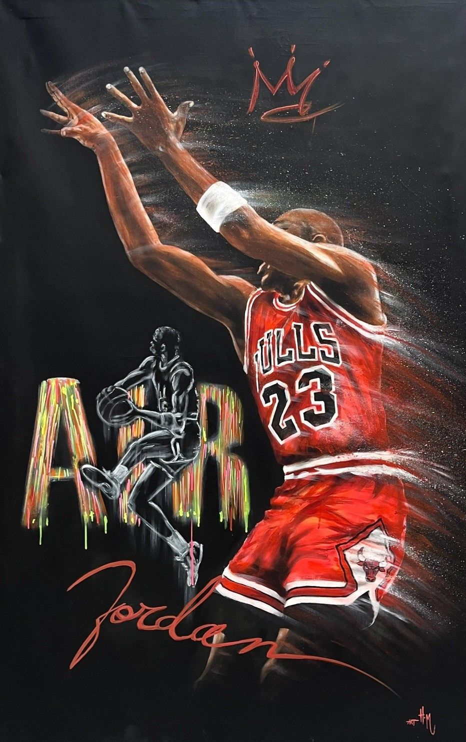 Tableau de ART HM a pour titre  Air Jordan Shoot style figuratif, graphique dim : ART HMprix:1200