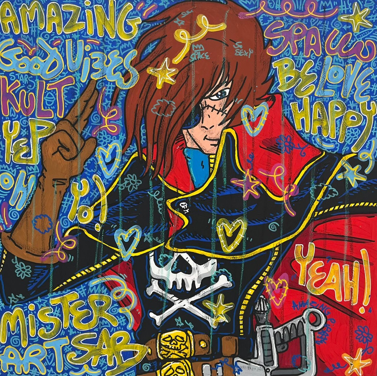 Tableau de RICO SAB a pour titre  Albator Yeah style street pop art, street art dim : RICO SABprix:600