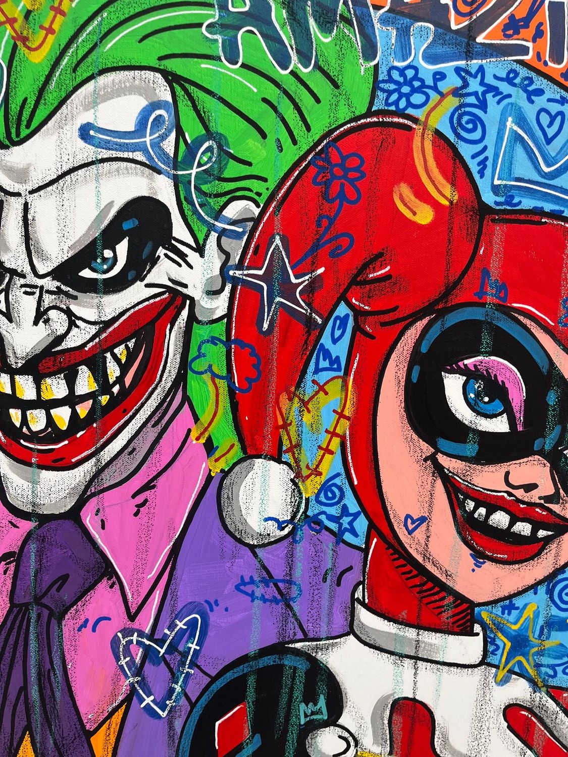 Tableau de RICO SAB a pour titre  Amazing Joker & Harley style street pop art, street art dim : RICO SABprix:600