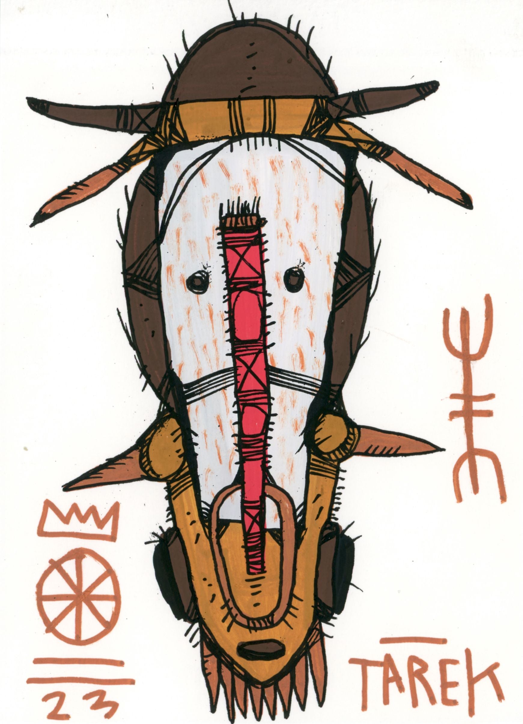 Dessin de TAREK a pour titre  Art by Tarek mask 2 style graphique dim : TAREKprix:70