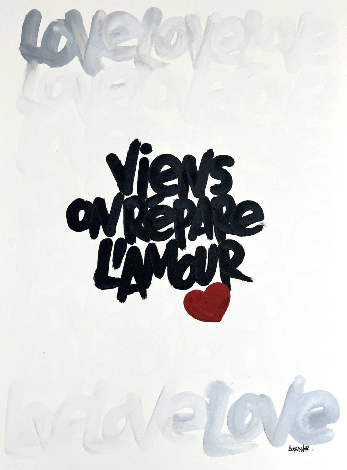 Dessin de L'OISEAU NOIR a pour titre  Viens on repare l'amour style graphique dim : L'OISEAU NOIRprix:450
