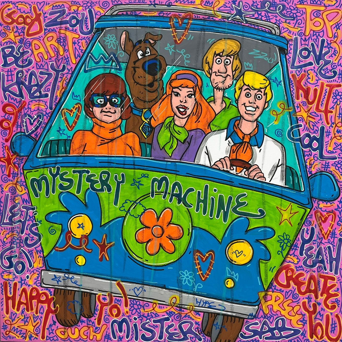 Tableau de RICO SAB a pour titre  Be Krazy Scooby style street pop art, street art dim : RICO SABprix:950