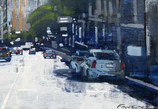 Tableau de ADRIEN FAVEAU a pour titre  Bush street, san francisco style figuratif, graphique dim : ADRIEN FAVEAUprix:1800