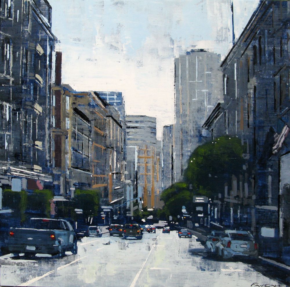 Tableau de ADRIEN FAVEAU a pour titre  Bush street, san francisco style figuratif, graphique dim : ADRIEN FAVEAUprix:1800
