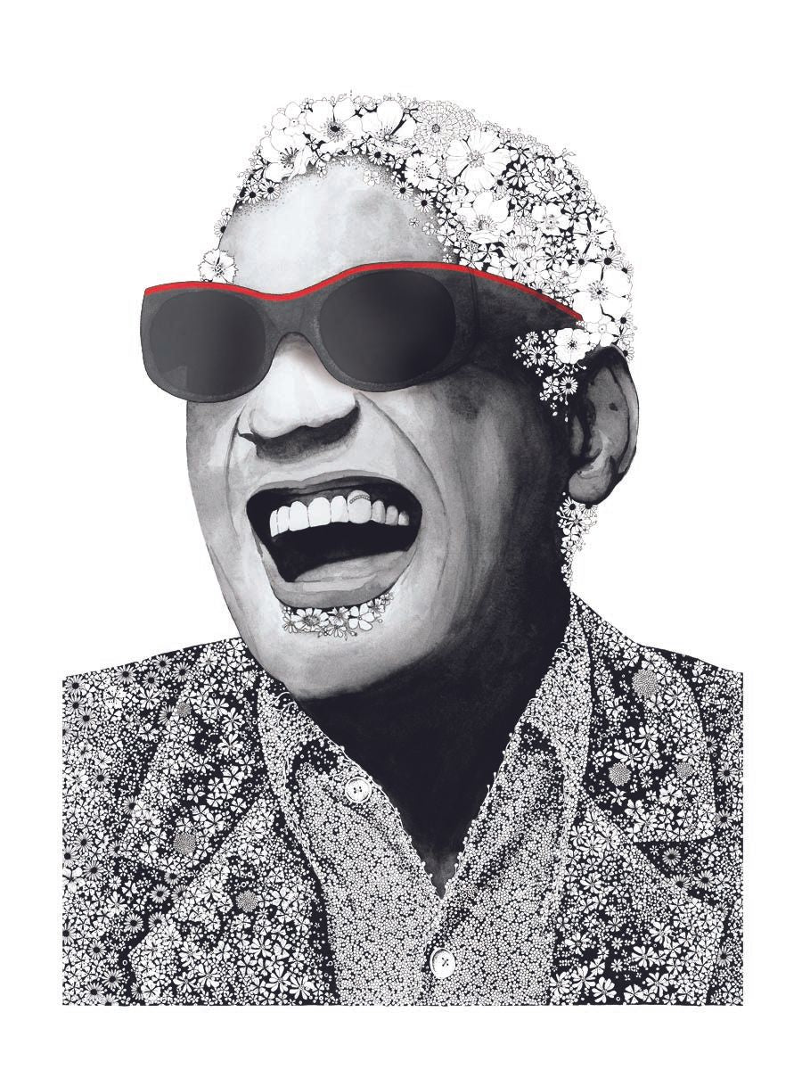Editions d'art de CAMILLE POLI a pour titre  RAY CHARLES style figuratif, graphique dim : CAMILLE POLIprix:90