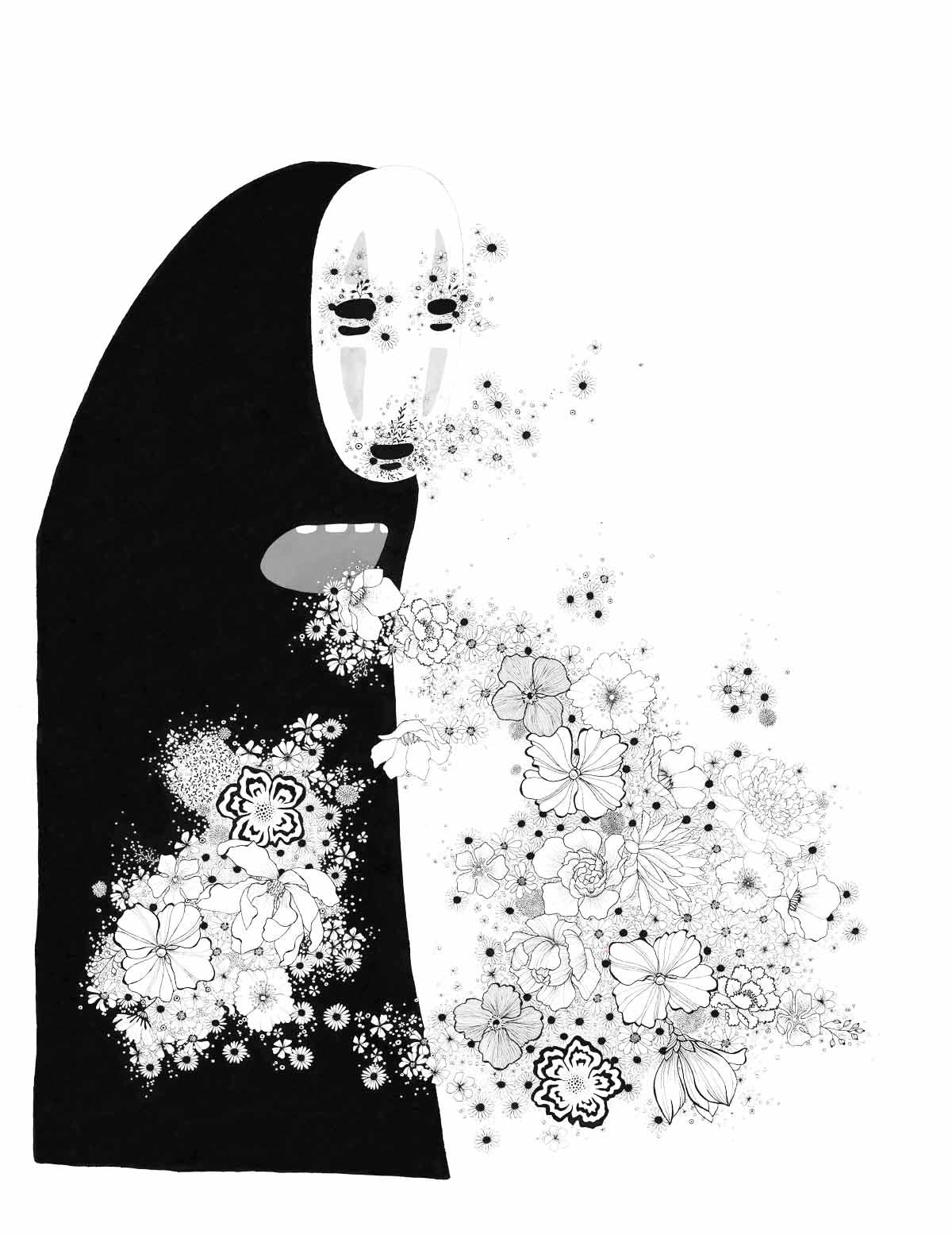 Editions d'art de CAMILLE POLI a pour titre  FLOWER CHIHIRO II style figuratif, graphique dim : CAMILLE POLIprix:90