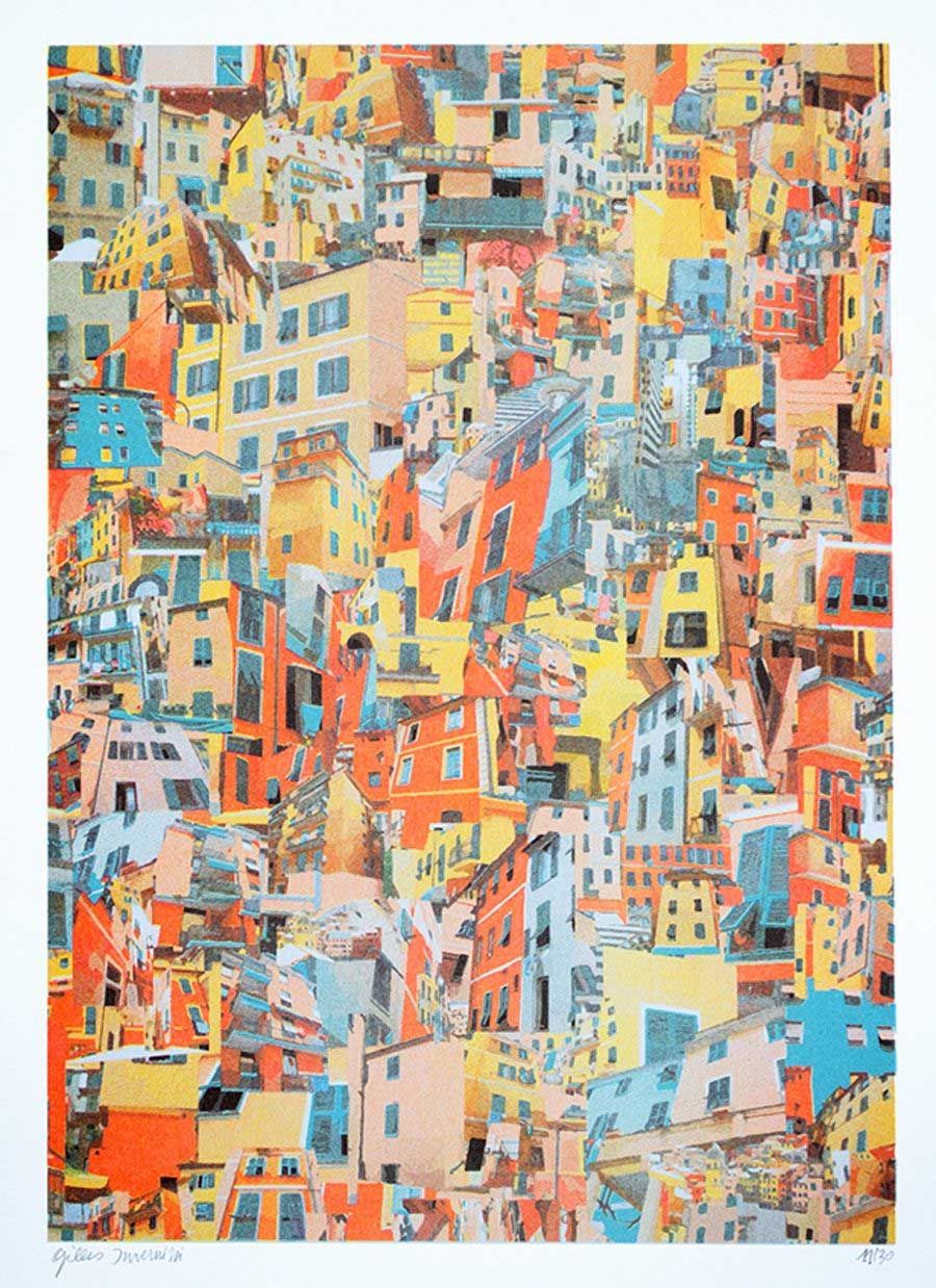 Editions d'art de GILLES INVERNIZZI a pour titre  CINQUE TERRE style figuratif, graphique dim : GILLES INVERNIZZIprix:150