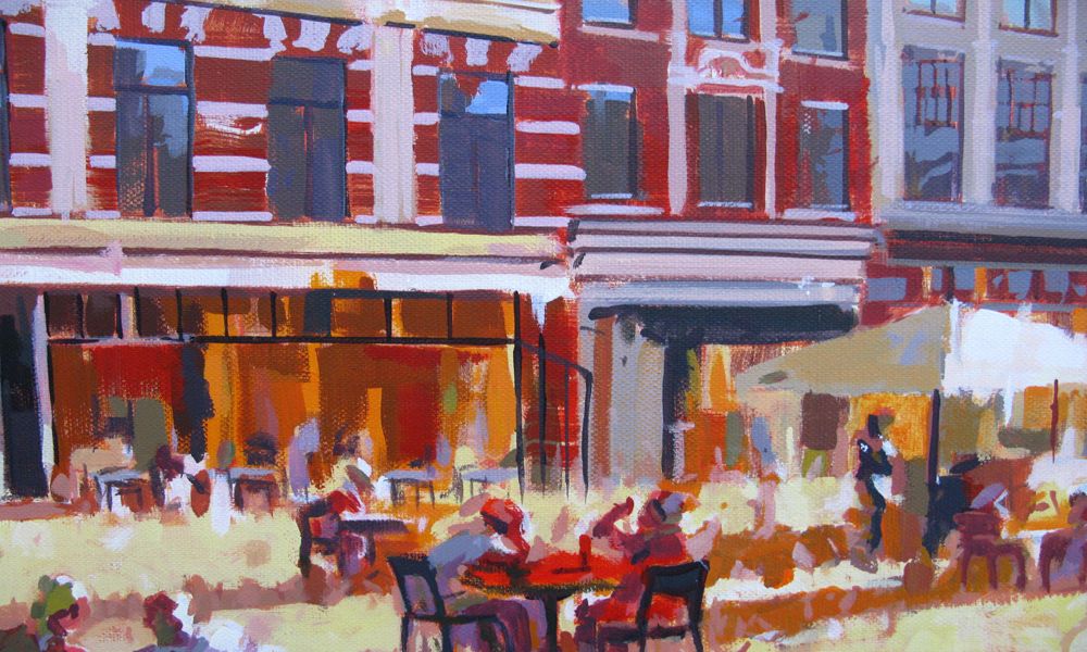 Tableau de HEATON RUDYARD a pour titre  Den Haag Café style figuratif dim : HEATON RUDYARDprix:900
