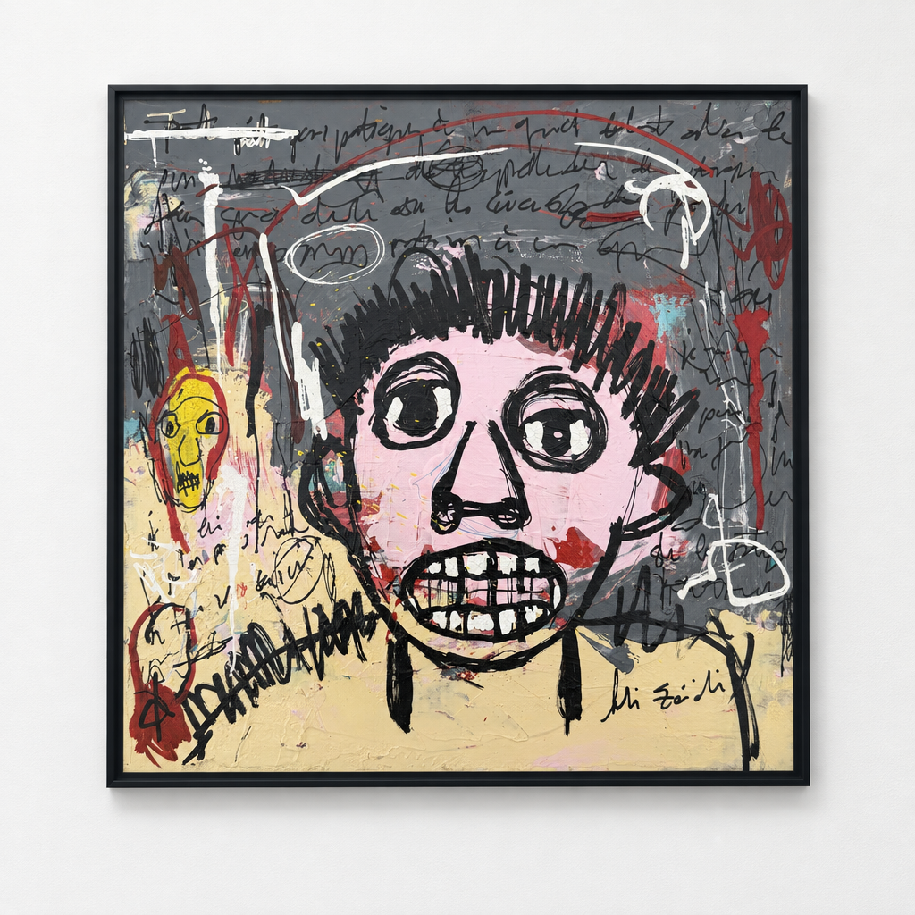 Dessin Untilted XIII de LARBI ZAIDI dans un intérieur – 25 × 25 cm