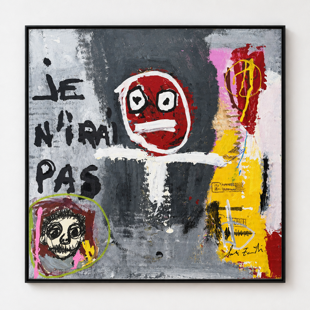 Dessin Confidentiel de LARBI ZAIDI dans un intérieur – 36 × 36 cm
