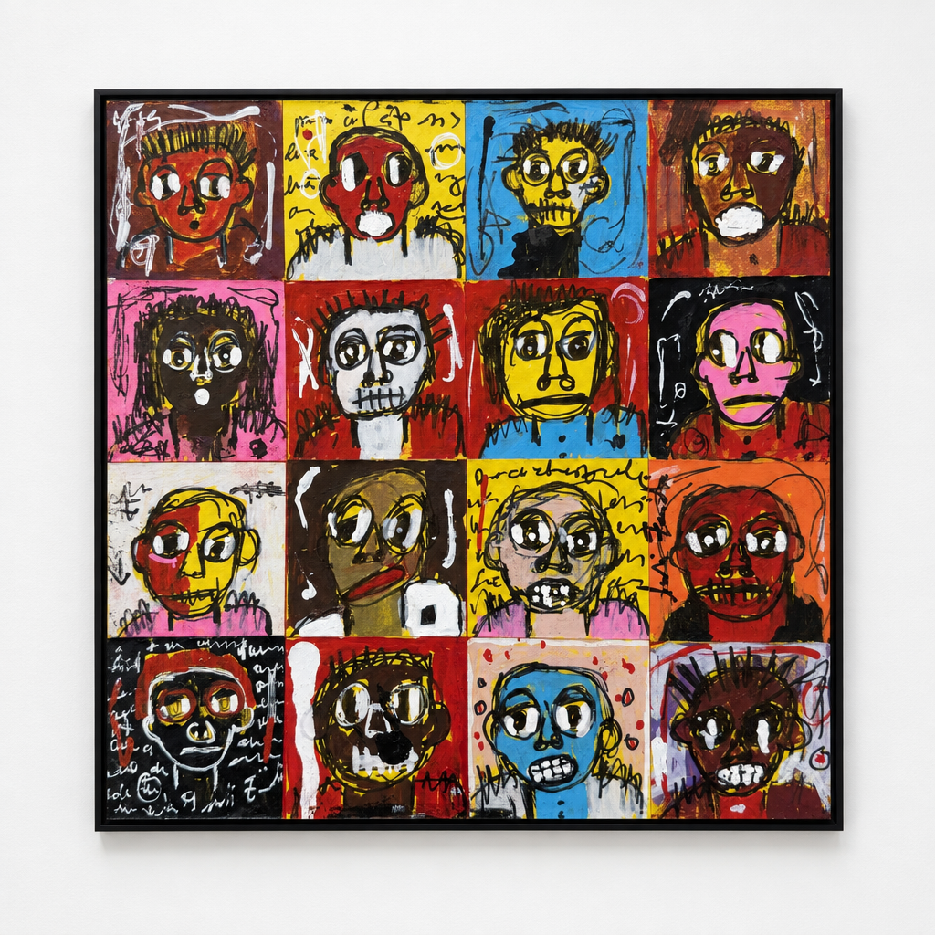 Dessin Untitled IX de LARBI ZAIDI dans un intérieur – 21 × 21 cm