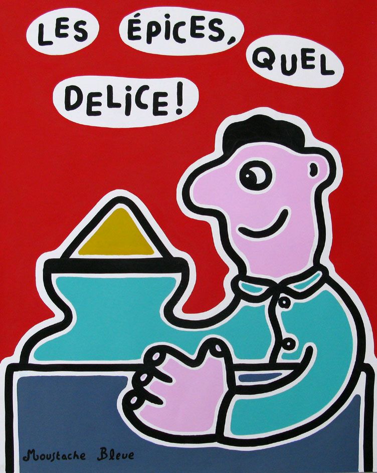 Dessin figuratif moyen format Les épices quel délice ! – MOUSTACHE BLEUE – 50 × 65 cm