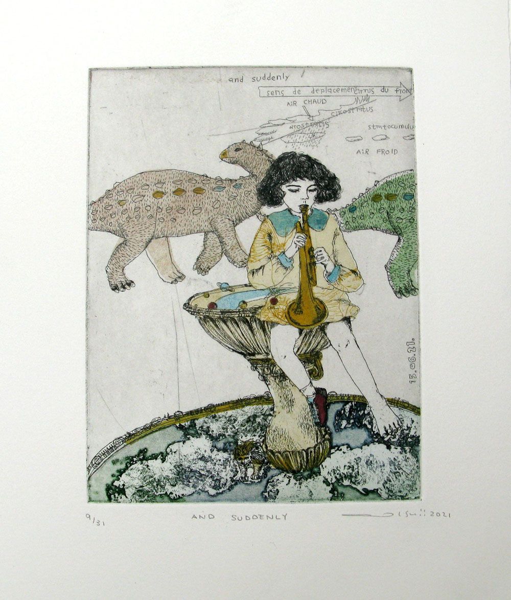 Dessin figuratif petit format AND SUDDENLY – ATSUKO ISHII – 30 × 24 cm