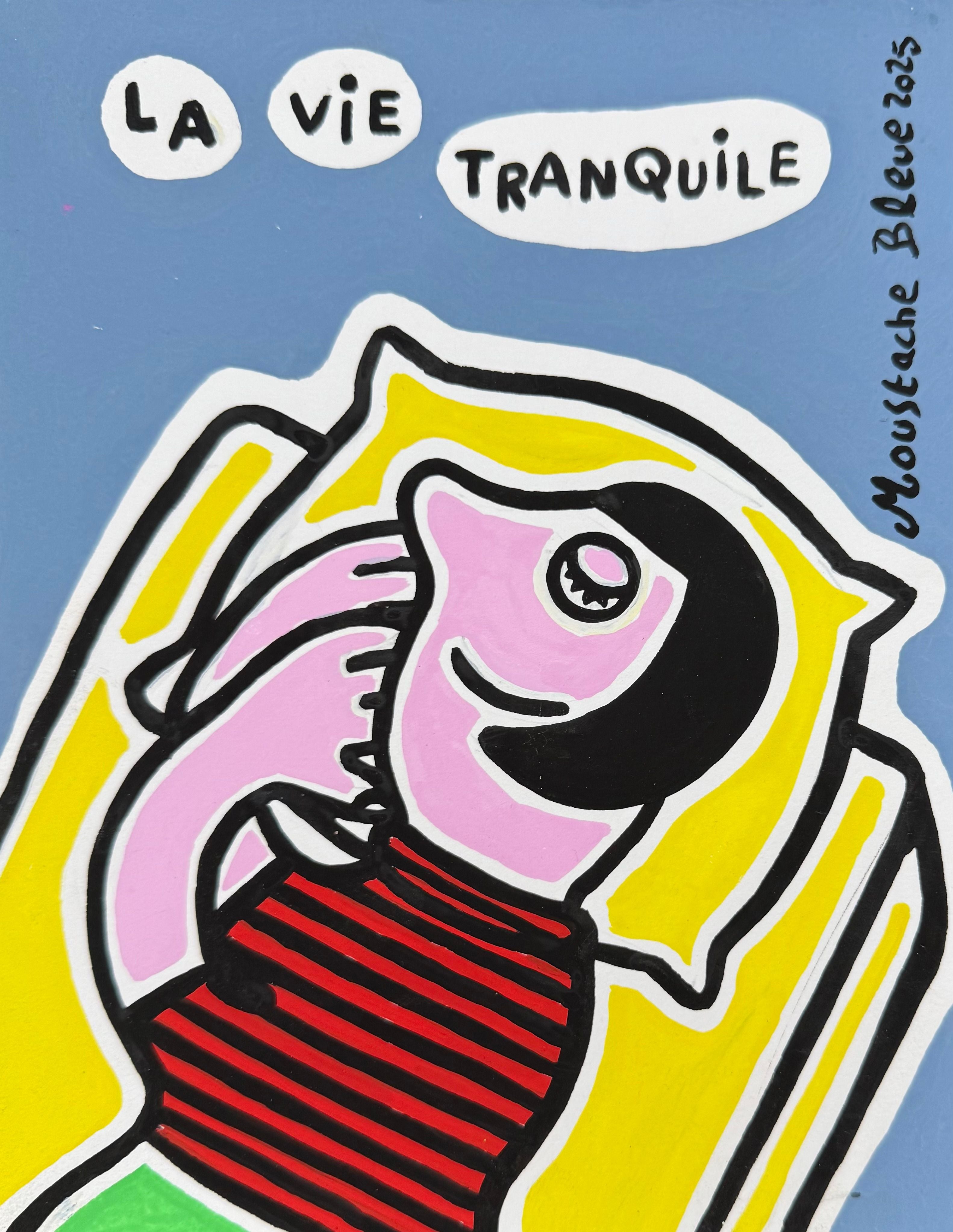 Dessin figuratif petit format La vie tranquile – MOUSTACHE BLEUE – 21 × 16 cm