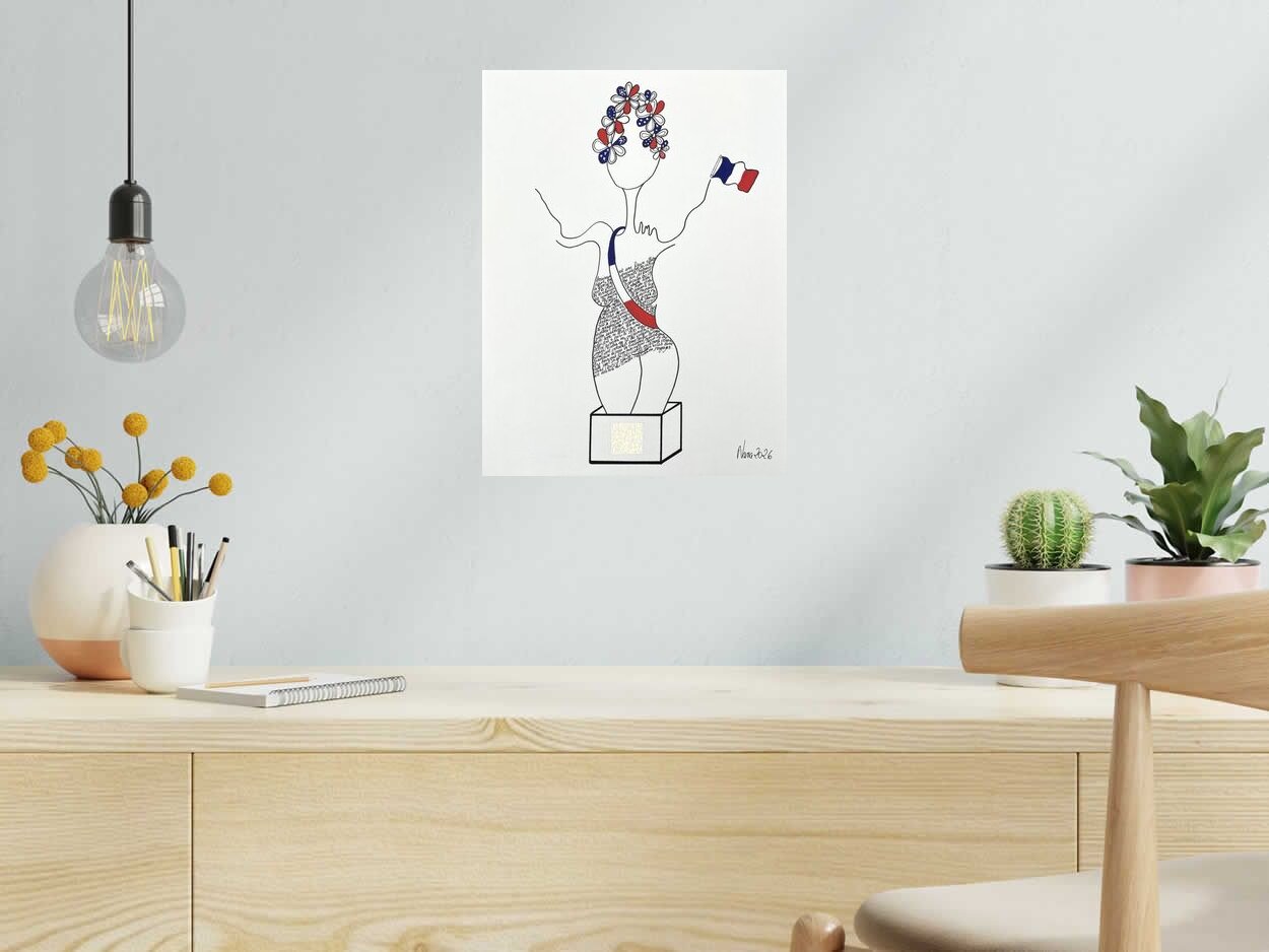 Dessin les fifilles 3 de NANA dans un intérieur – 30 × 40 cm